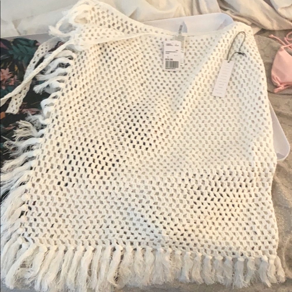 White coverup knitted skirt